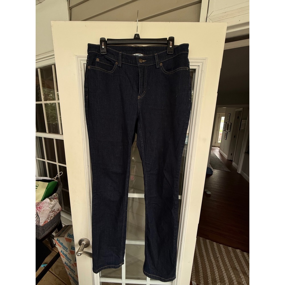 Duluth Trading Co Women's Mid-Rise Straight Leg Jeans Sz 10x33 Dark Wash